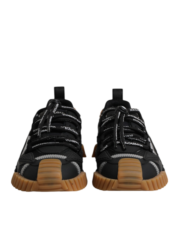 Black logo lace up low top ns1 sneakers shoes-null