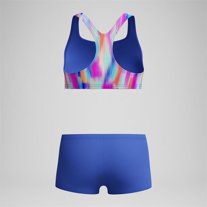 Speedo girls allover boyleg short two piece cobalt-null