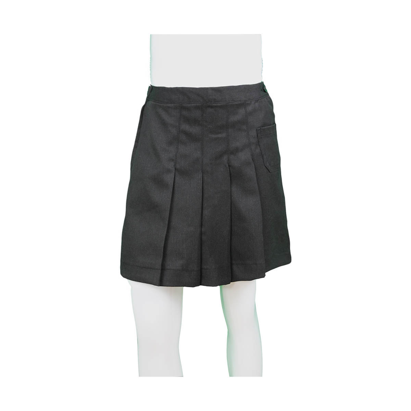 Skort with adjustable waist and front pleats-null