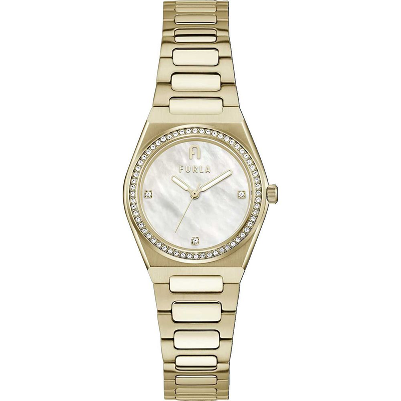 Gold stainless steel dress watch-null