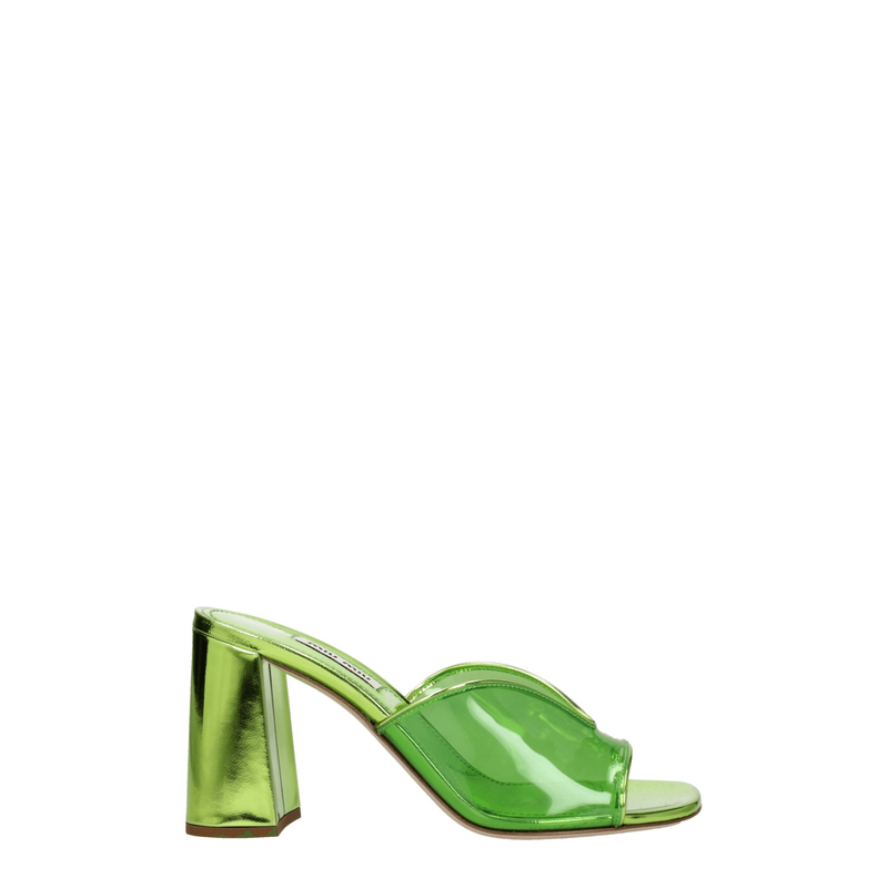 Green plexiglass platform sandals-null