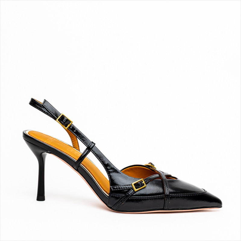 Nazeli chic buckle cross strap high heel slingback pumps-null