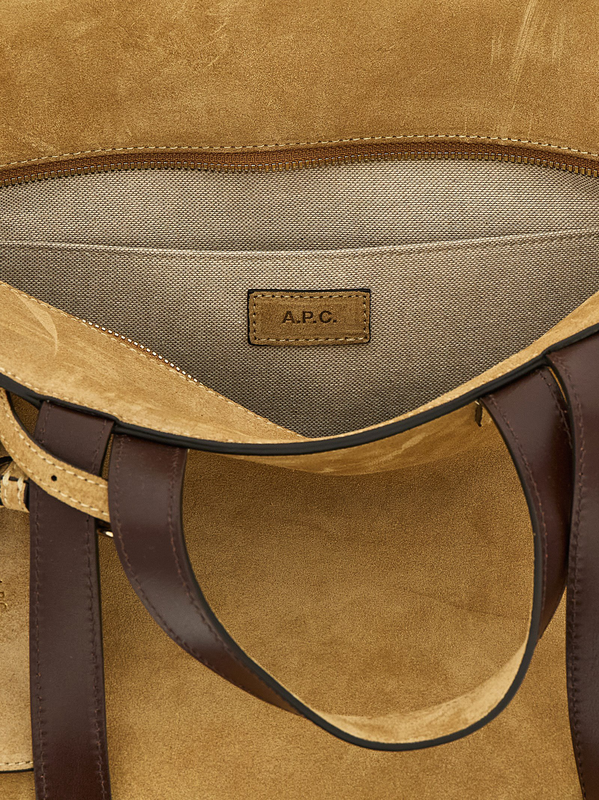 Brown cowhide tote bag-null