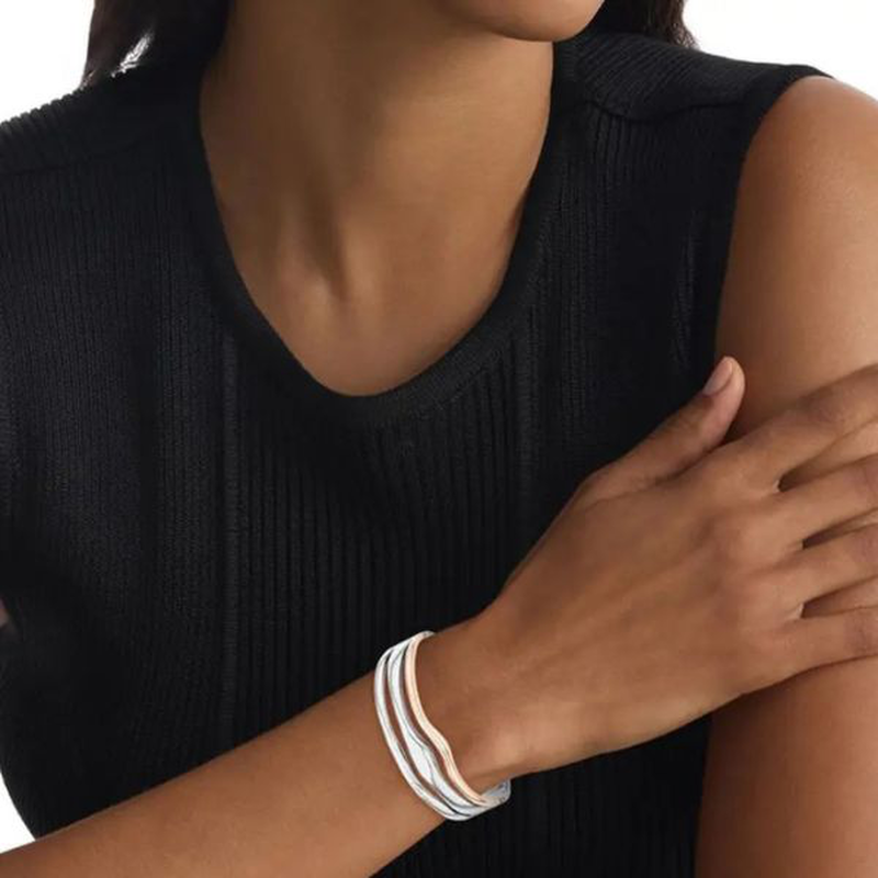 Calvin Klein t/t wavy sculptural bangle bracelet, , medium image number null