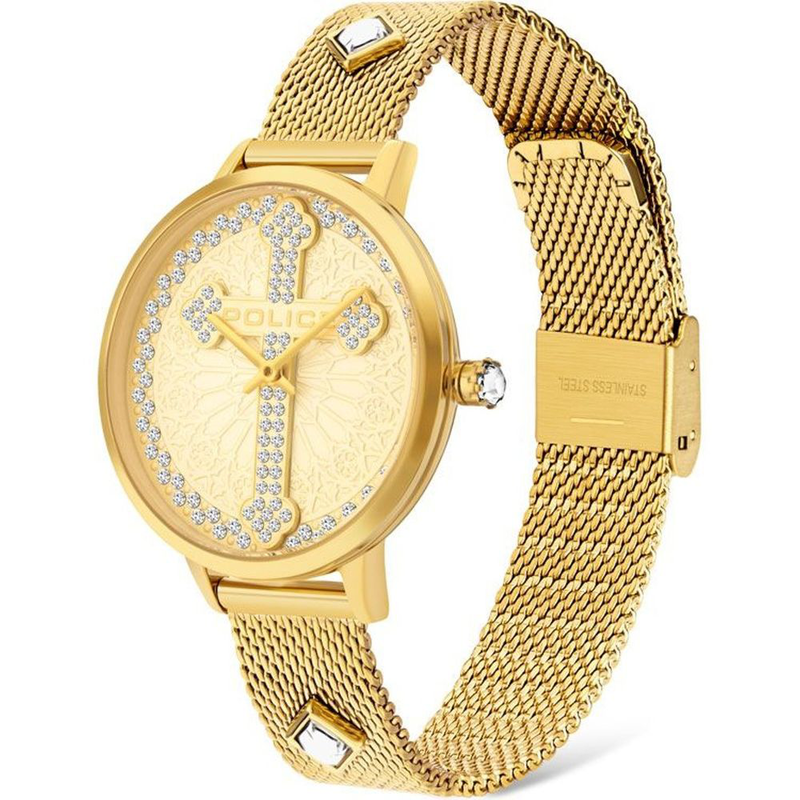 Gold stainless steel dress watch-null