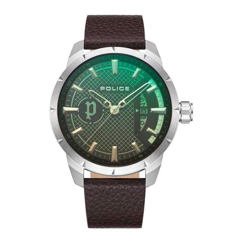 Brown leather dress watch-null