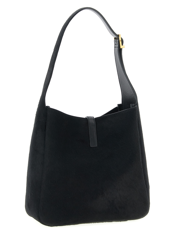 Black calfskin shoulder bag-null