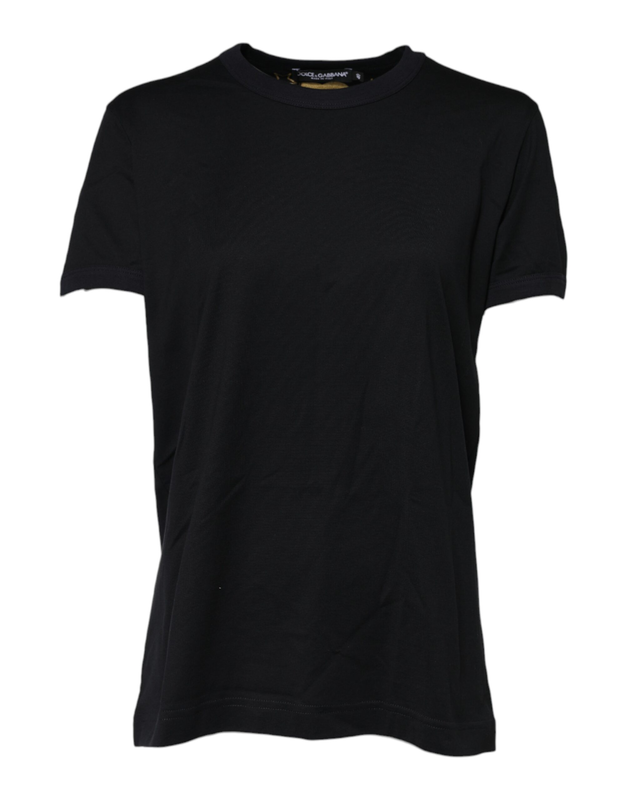 Black cotton dg print short sleeve top t-shirt-null