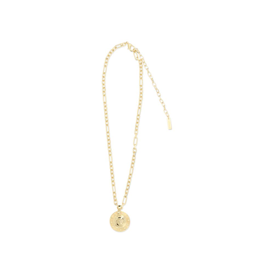 Gold brass necklace, Gold, medium