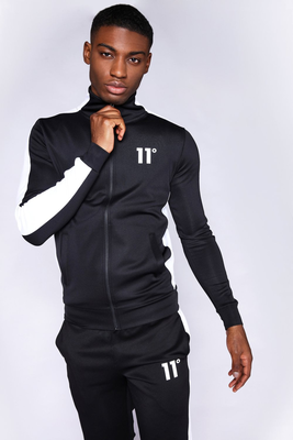 11 degrees full zip poly panel track top, Black, medium