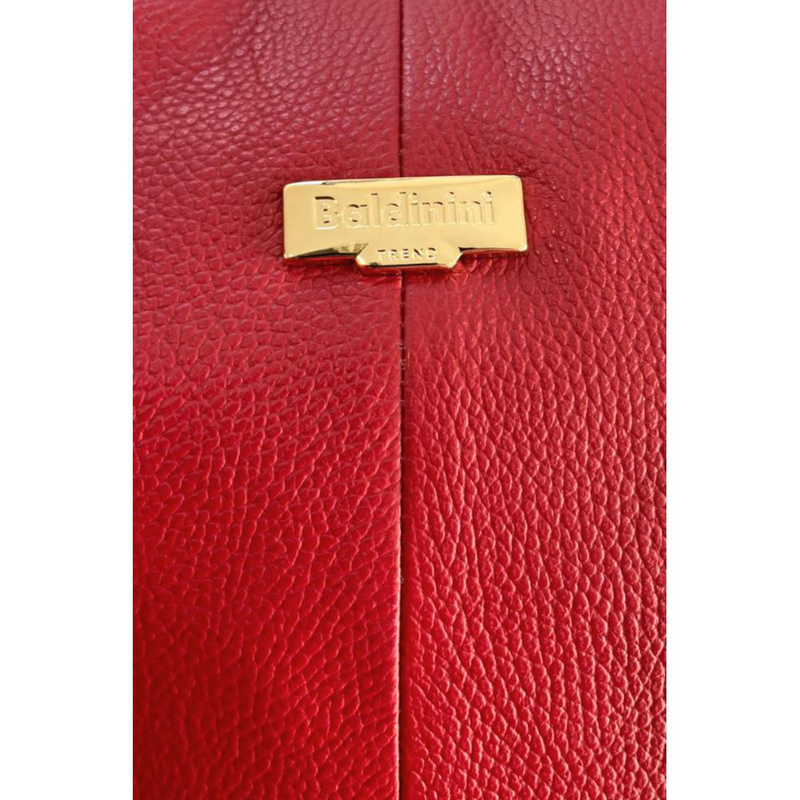Red leather women shoulder bag-null