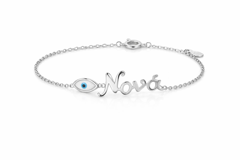 Nona evil eye name bracelet &ndash; stainless steel silver finish-null