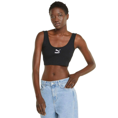 Puma classics ribbed womens crop top - recycled, Black, medium