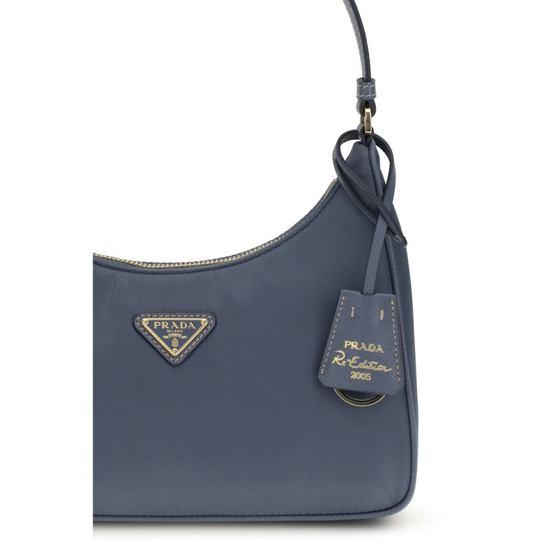 Blue recycled polyamide shoulder bag-null