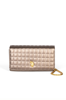 Ceremony flap quilted bag, Bronze, medium