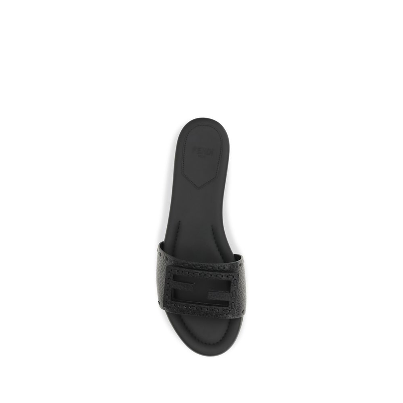 Black calf leather bos taurus flat sandals-null