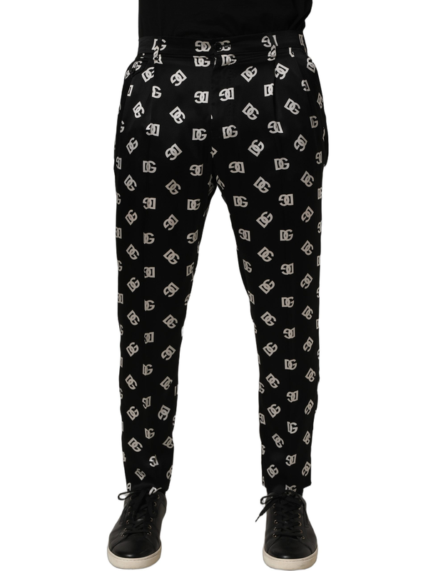 Black silk skinny leg dress men trouser pants-null