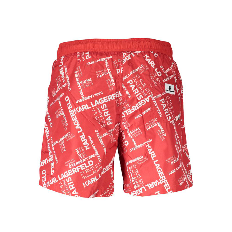 Rosso polyester men's swim boxer-null