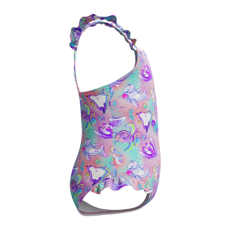 Speedo girl's digital frill thinstrap swimsuit-null