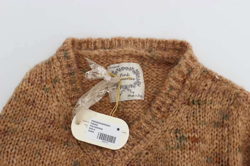 Brown wool blend knitted oversize sweater-null