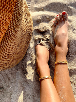 Gold plated anklets, , medium