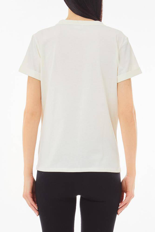 Liu Jo cotton t-shirt with logo and rhinestones image number null