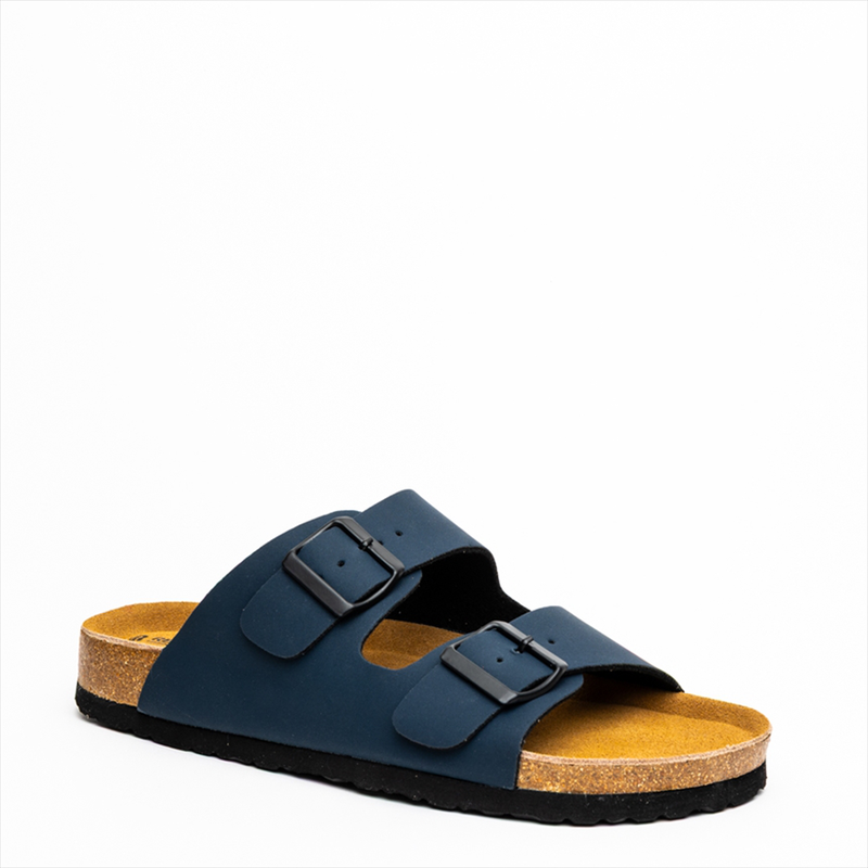 Reverse slider sandal with buckle detail on straps breathable comfort footbed with shock absorber-null