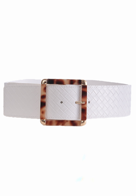 Square buckle belt white