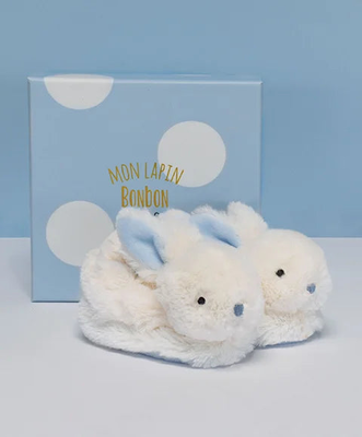 Doudou et compagnie lapin bonbon - booties with rattle blue