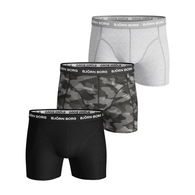 Mens essential cotton stretch boxers 3 pack, Black, medium