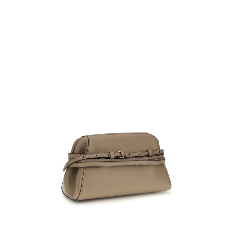 Beige goatskin shoulder bag-null