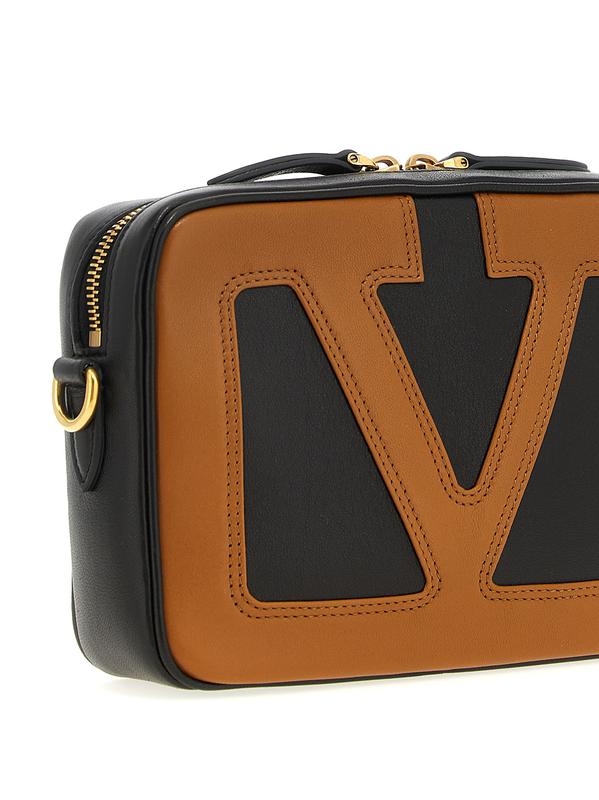 Brown lamb leather crossbody bag-null