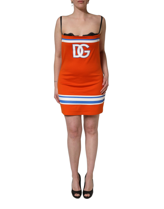 Orange cotton superbowl football inspired mini dress-null