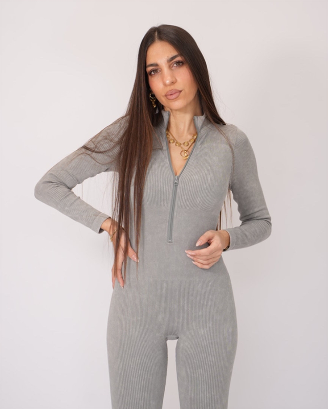 Long sleeve ripped jumpsuit jd17052-null