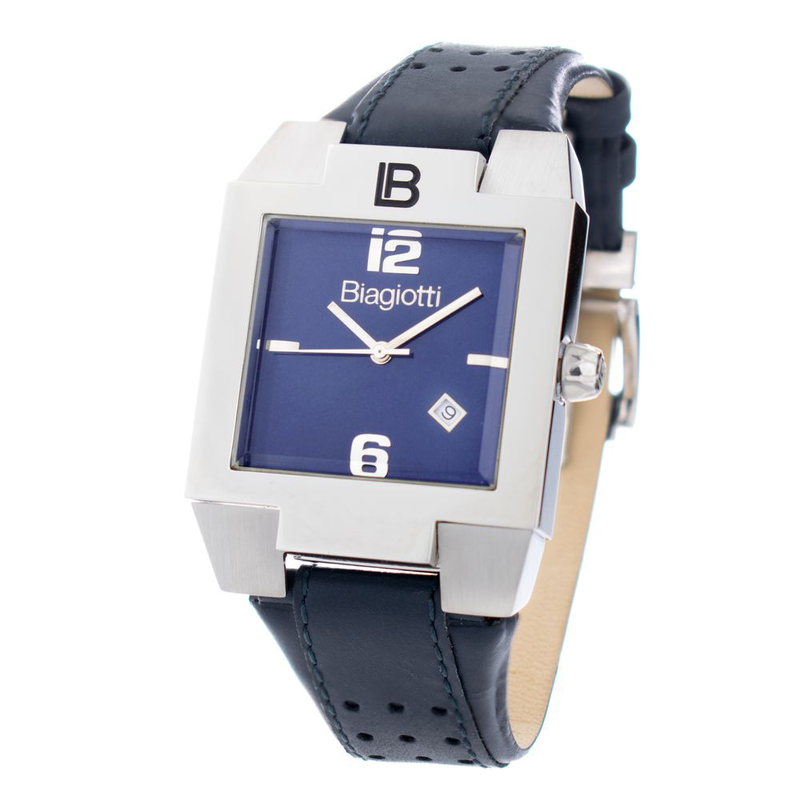 Black leather dress watch-null