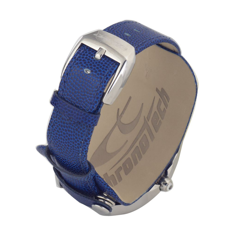 Blue leather dress watch-null