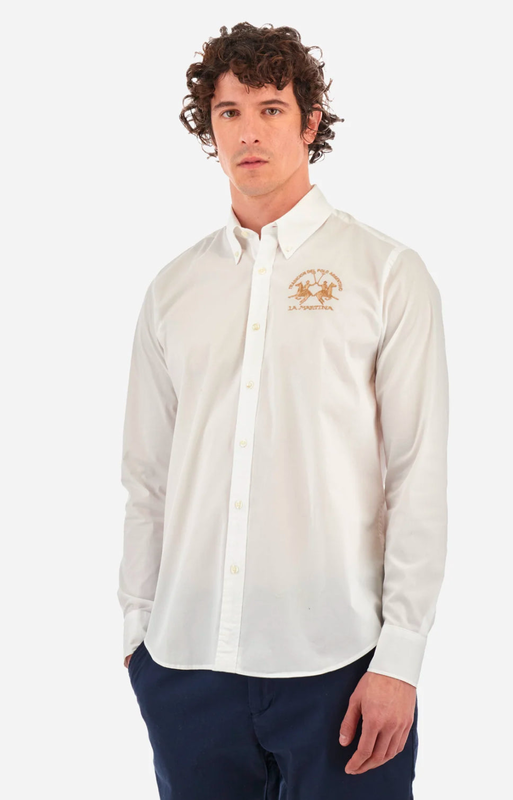 La martina man shirt poplin stretch white classic shirt ccmc01-null