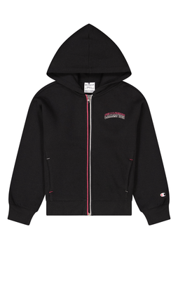 Champion girl hooded full zip sweatshirt (404807)-black, Kk001-black, medium