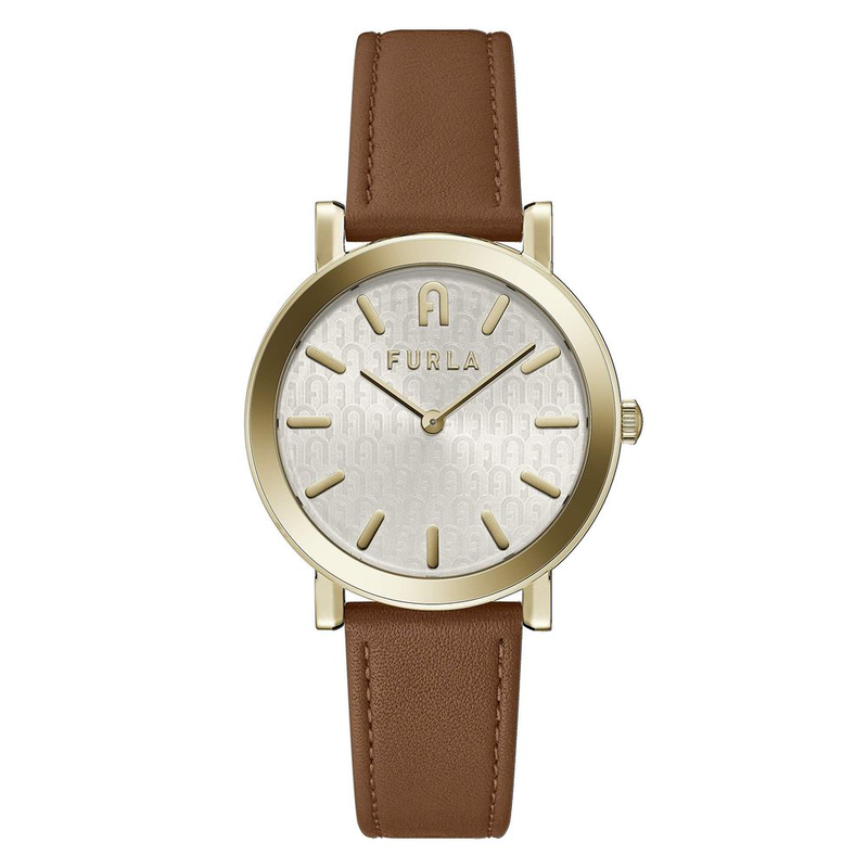 Brown leather dress watch-null