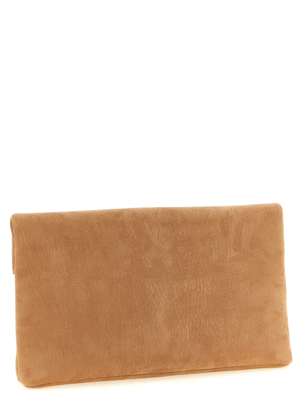Brown lamb leather clutch bag-null