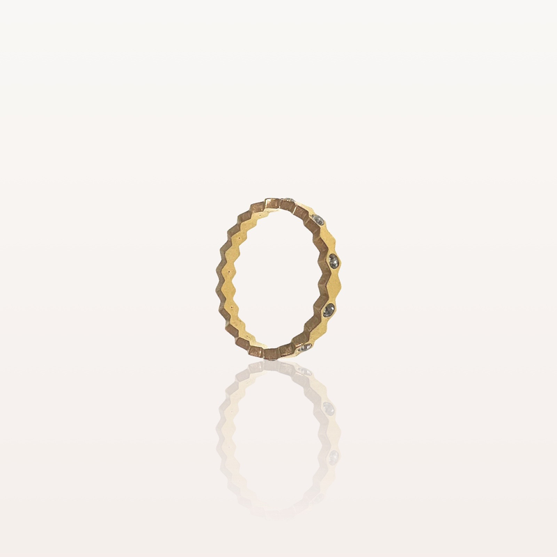 Zigzag ring - high quality stainless steel & gold plated - 19(59) , silver-null