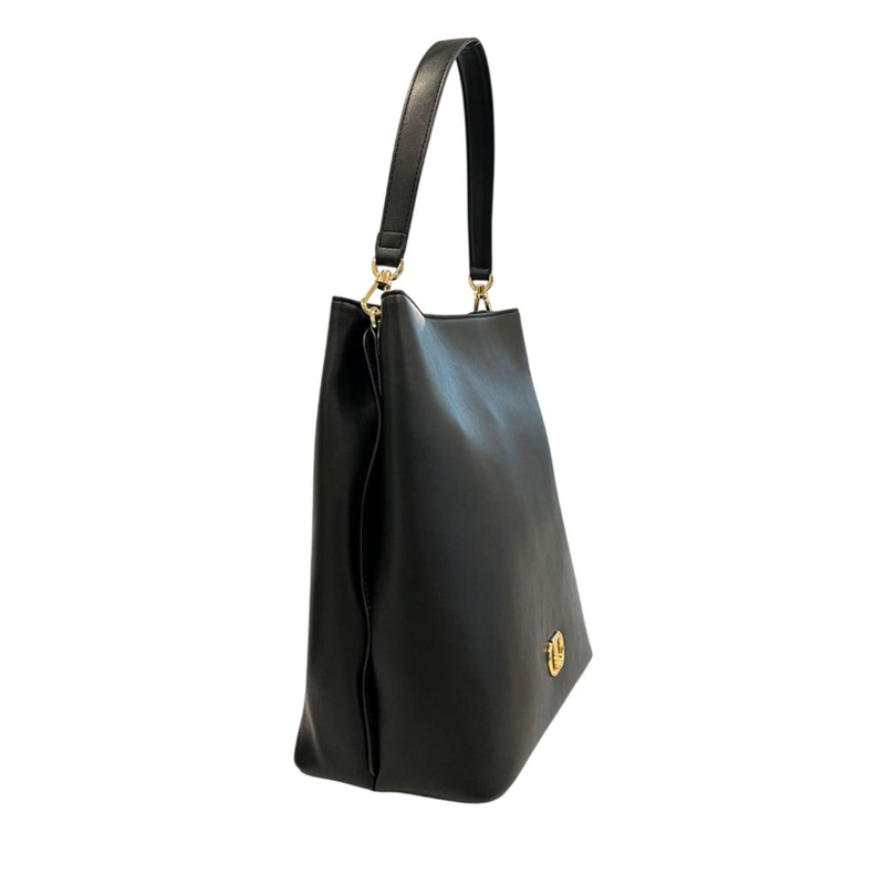 Black pu women shoulder bag-null