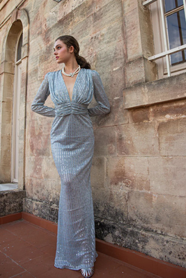 Mya dress v-neck, Skyblue, medium