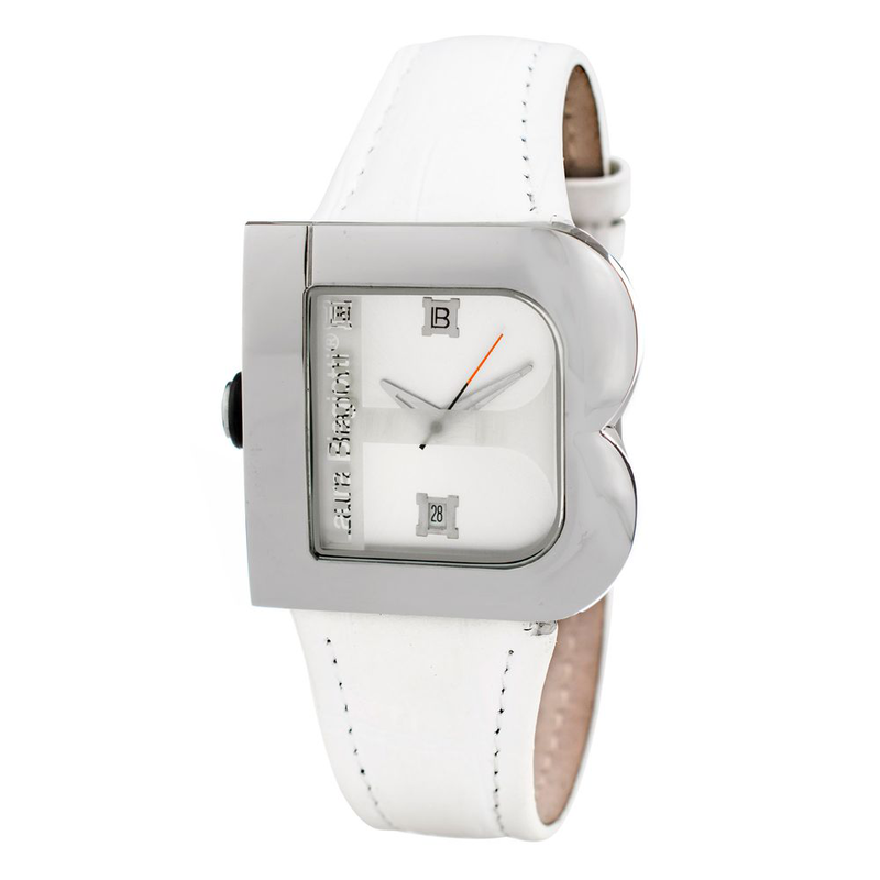 White leather dress watch-null