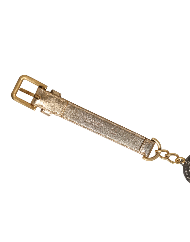 Gold brass chain coin embellished metal buckle belt-null
