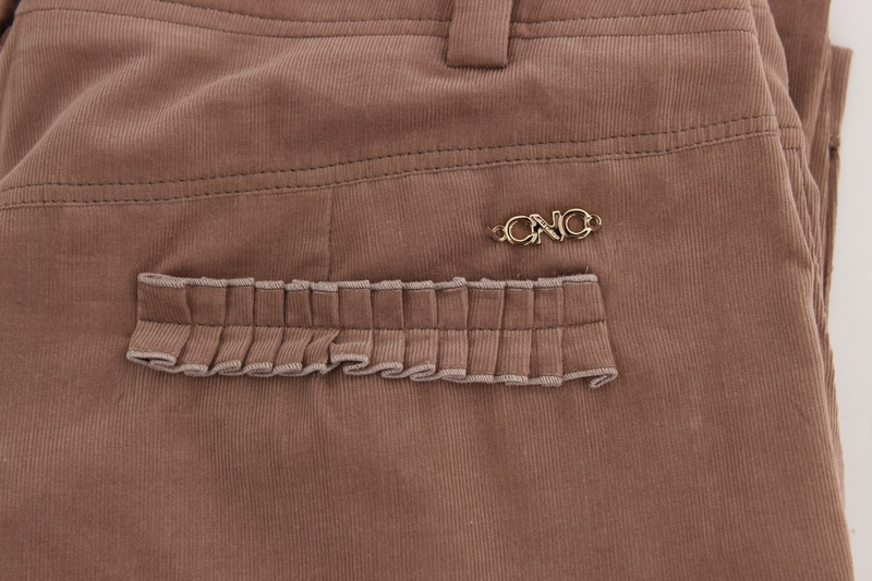 Brown cropped corduroys pants-null