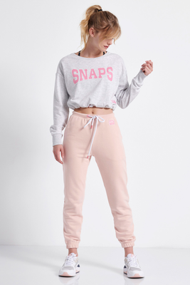 Bdtk women snapsw high waist jogger pants - medium crotch (1, Babypowder, medium