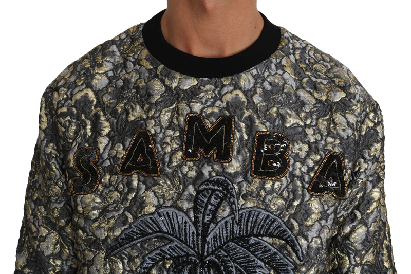 Multicolor samba jacquard palmtree pullover sweater-null