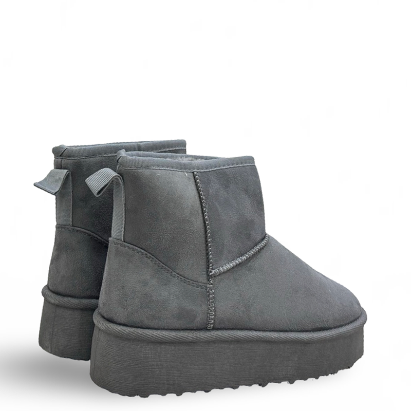 Suede high-sole fur booties - grey-null