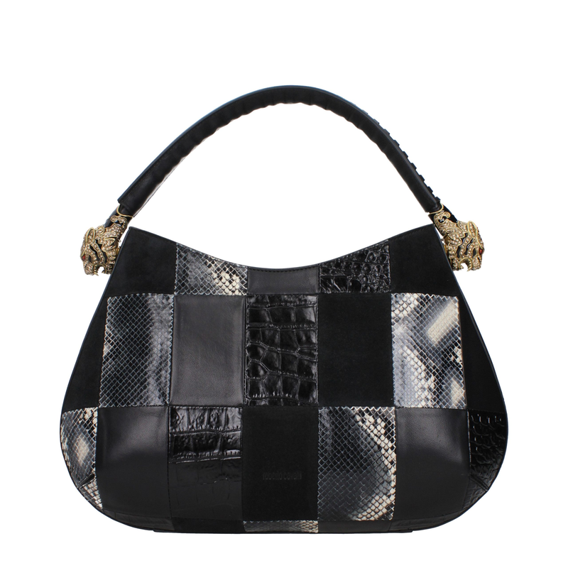 Black leather handbag-null